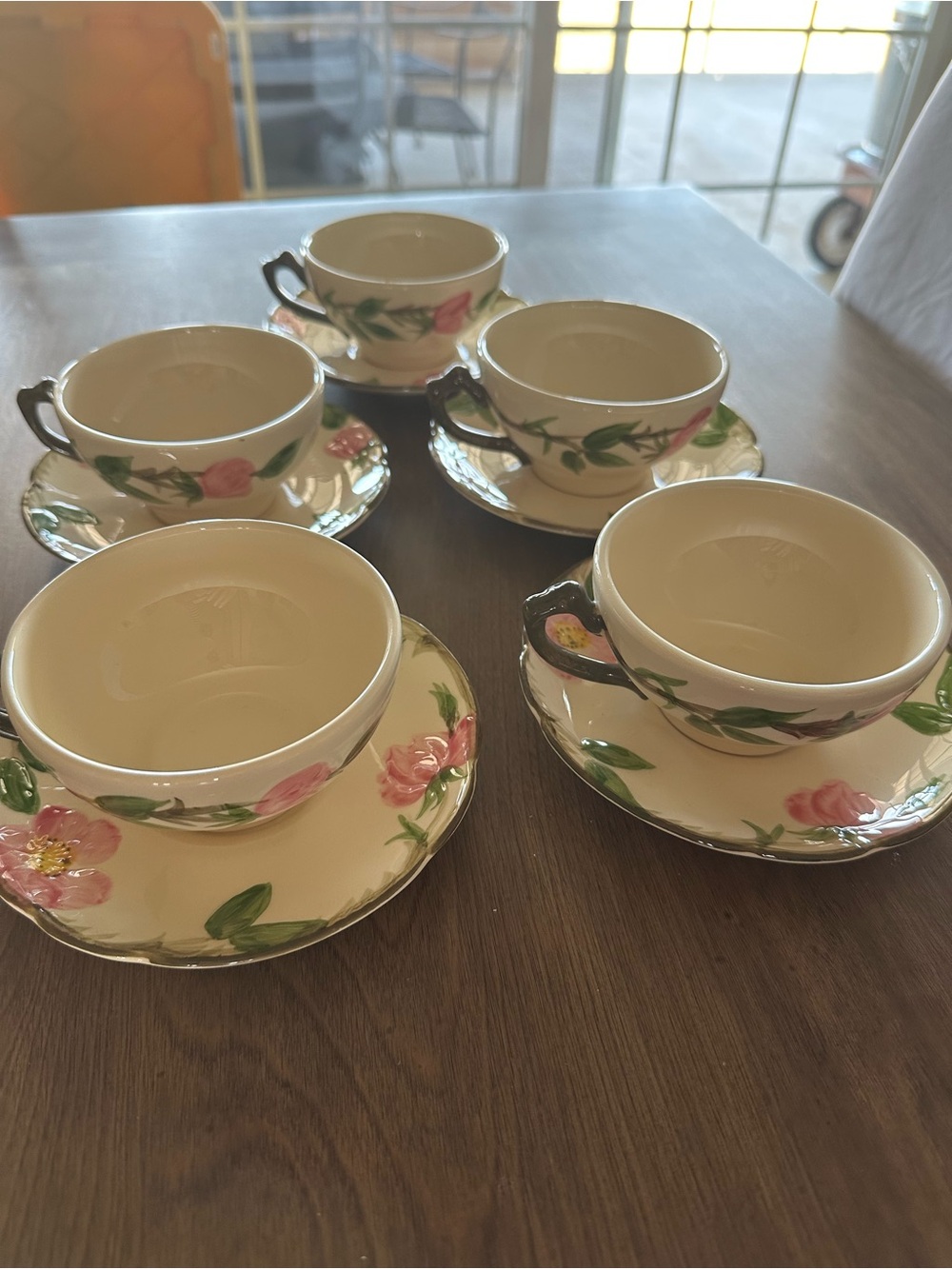 Franciscan Desert Rose Cups & Saucers Set of 5 Vintage USA